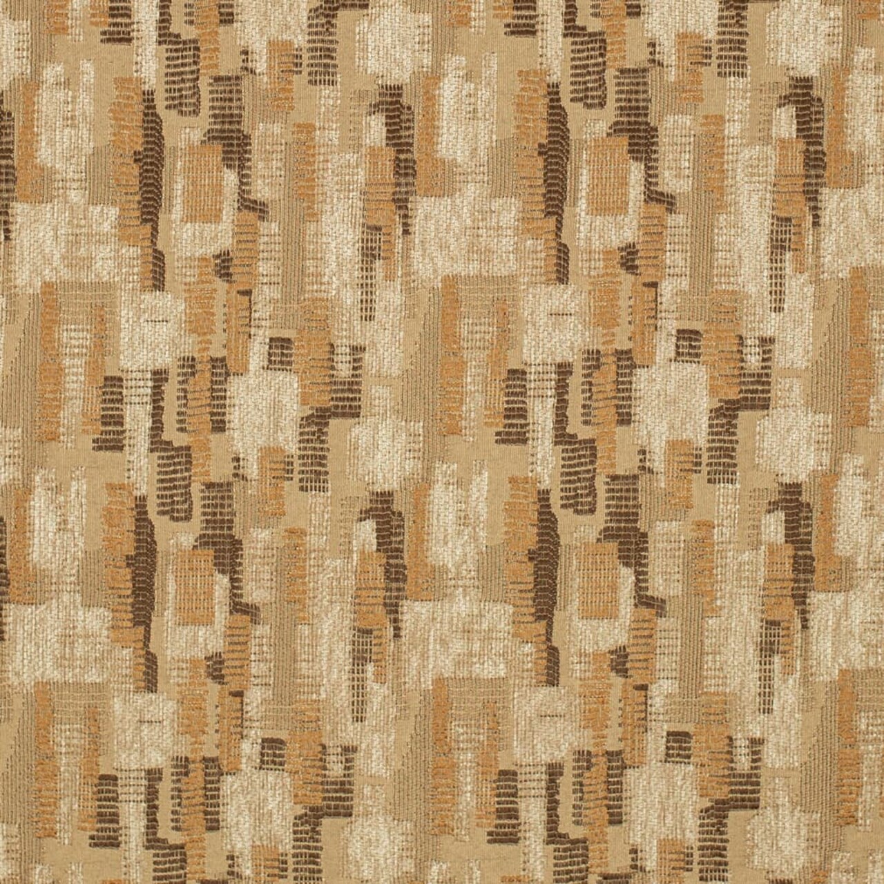 Caramel - Brown Abstract Geometric Upholstery Fabric 54 Inches"